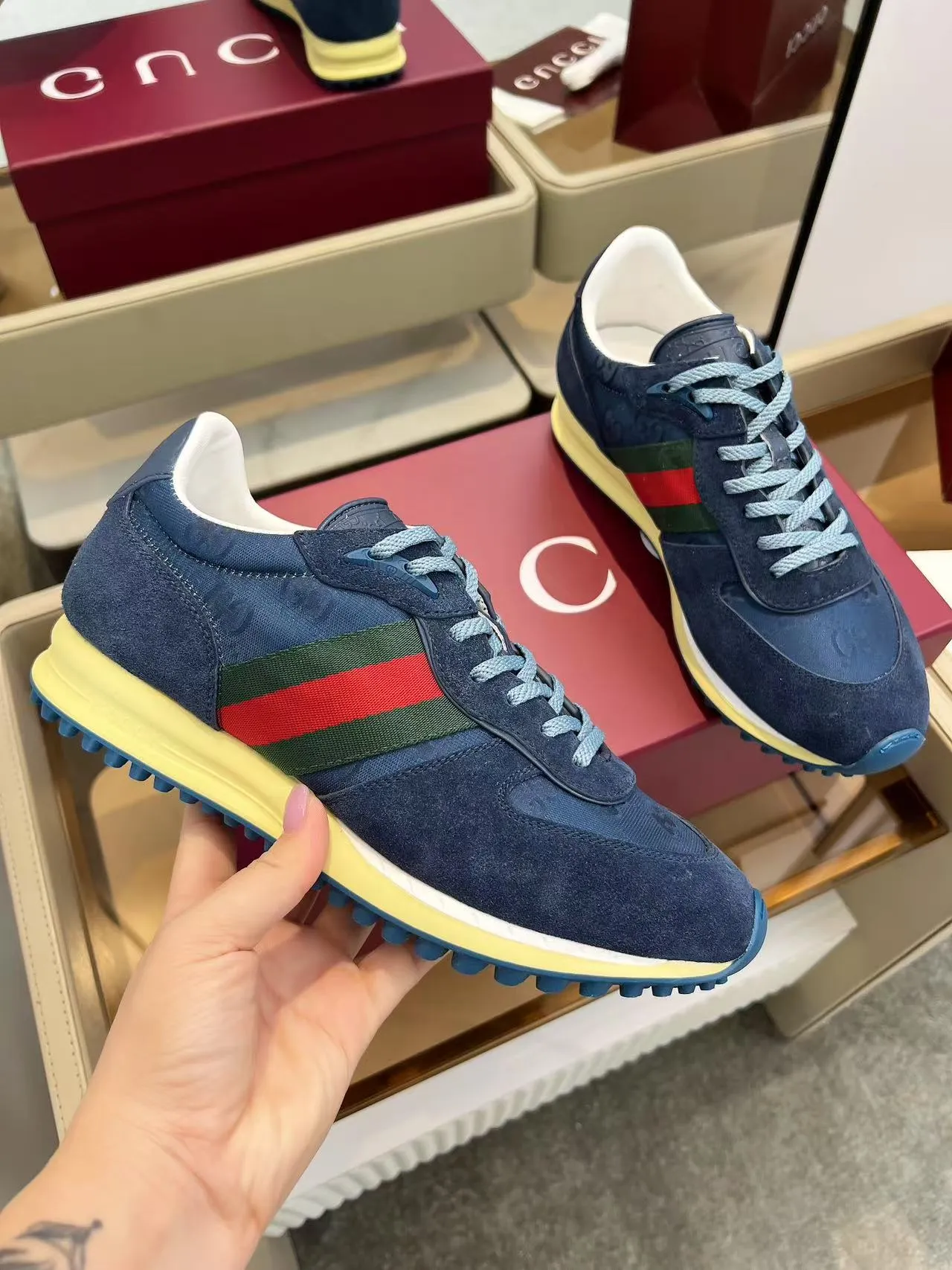 660💰GUCCI Men's New Forrest Gump Sports Shoes Light, comfortable and versatile, full of details, showing retro sports feelings Men's size 39-45